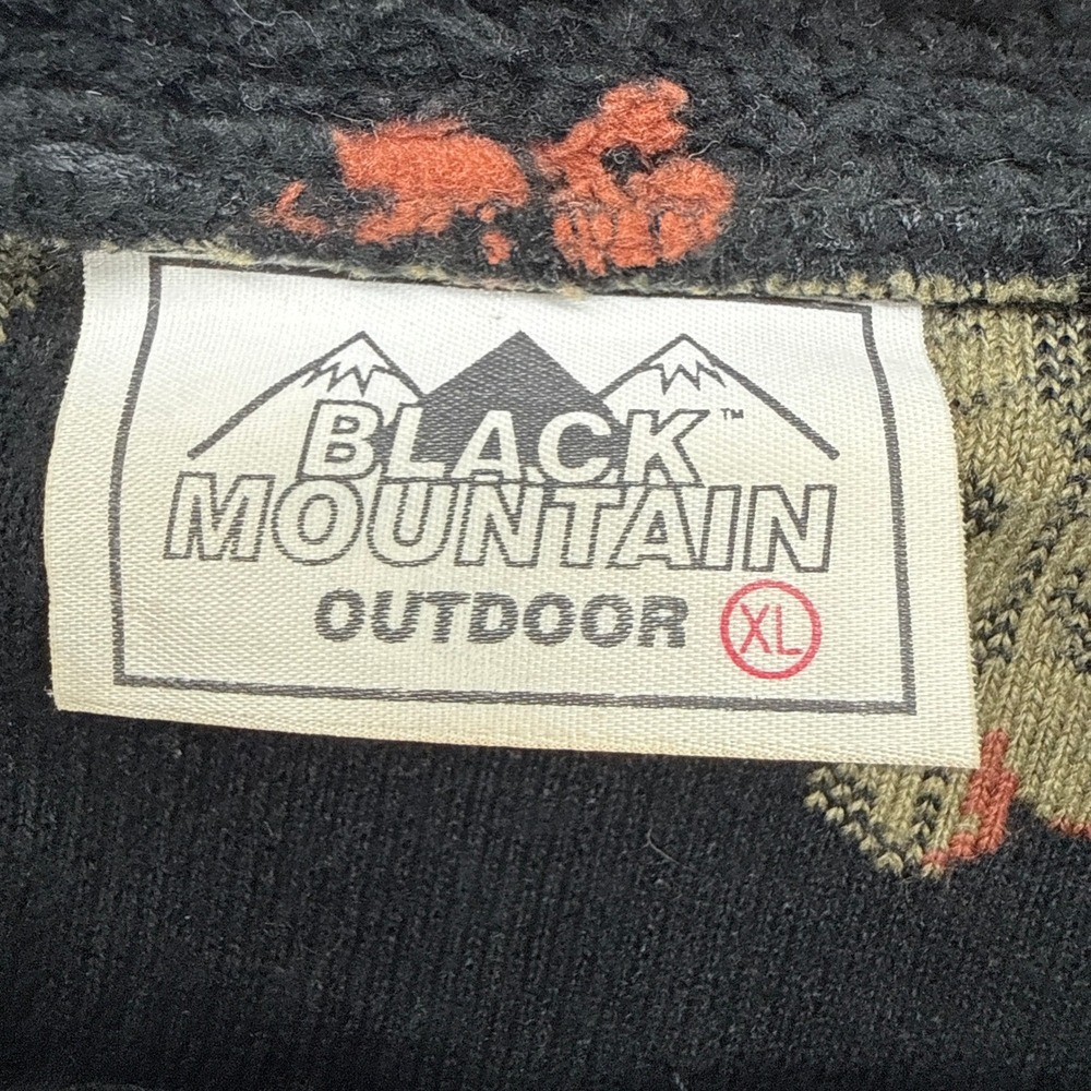 Black Mountain Fleece Jacket 90s XL Black Pinecone Oak Leaf Full Zip Mock Neck - Picture 15 of 16